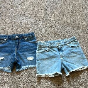LOT of two cat & jack frayed hem denim shorts girls size L 10-12. NWOT